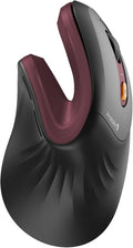 ProtoArc Ergonomic Mouse EM11 NL Bluetooth Rechargeable Wireless Vertical Mouse 3 Multi-Device Connectivity for Computer/PC/Laptop 2.4GHz USB-A Optical Mice for Windows Mac OS Wine Red