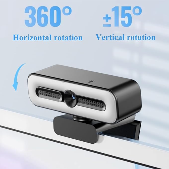 GIZNXBA Webcam with Microphone &amp Privacy Cover for PC/Laptop USB Computer Camera Plug &amp Play with Auto Light Correction Wide Field of View for Video Calls Live Streaming(1080P)