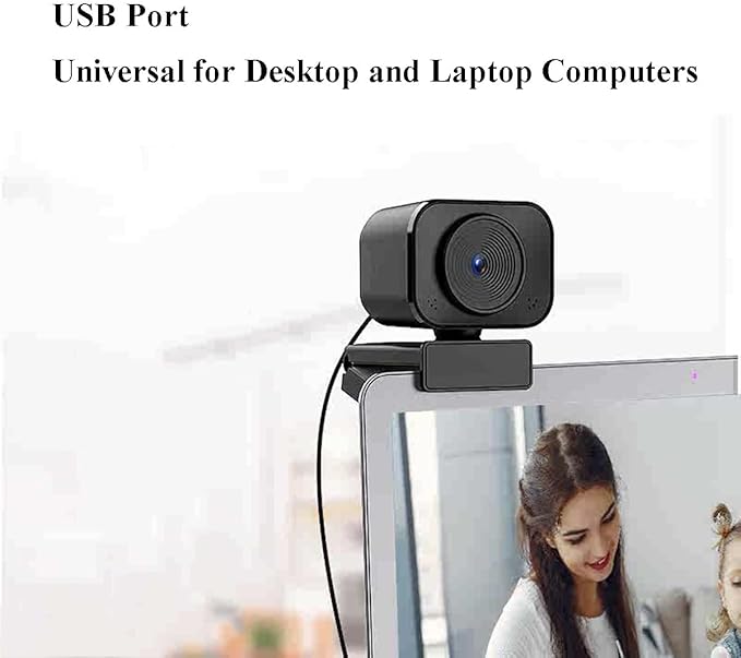 GIZNXBA Webcam with Auto Light Correction Noise-Canceling Microphone Autofocus Seamless Plug-and-Play Setup Wide-Angle Lens for Streaming Video Calls Gaming Works(2K)