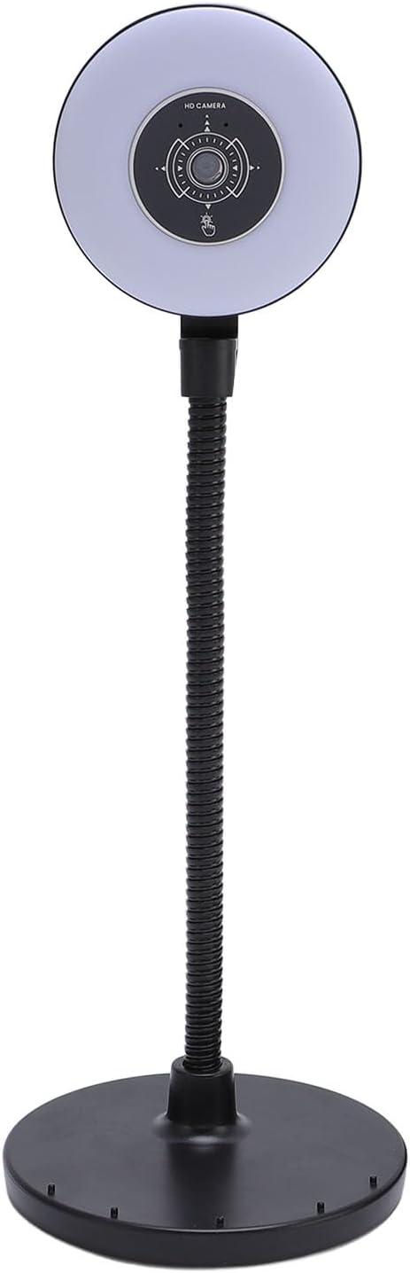 Dpofirs Webcam with Light Built in Mic 5MP Webcam with Fill Light 3 Color Modes for Online Learning