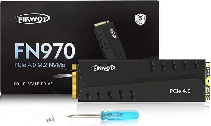 FN970 4TB M.2 2280 PCIe Gen4 x4 NVMe 1.4 Internal Solid State Drive with Heatsink - Speeds up to 7400MB/s Configure DRAM Cache Compatible PS5 Internal SSD