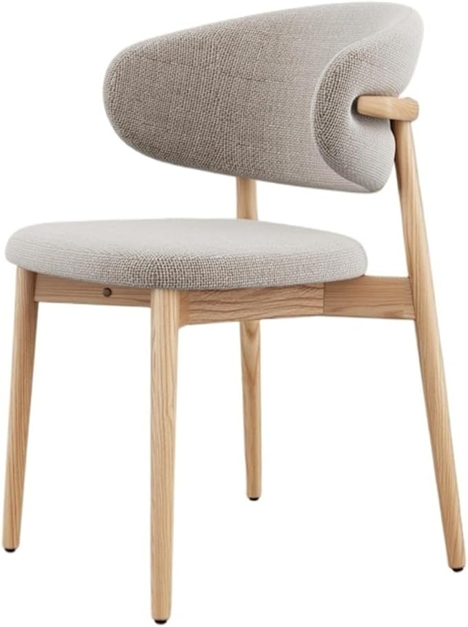 Adjustable Office Computer Chair with Armrest 1pcs Modern Solid Wood Upholstered Dining Chairs with Curved Backrest Natural Wood Legs(Oak)