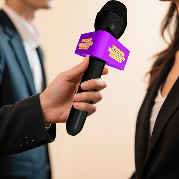 Custom Microphone Logo Box Compatible with RE50/B mic Personalize Omnidirectional Dynamic Microphone Flag (Purple Triangle)