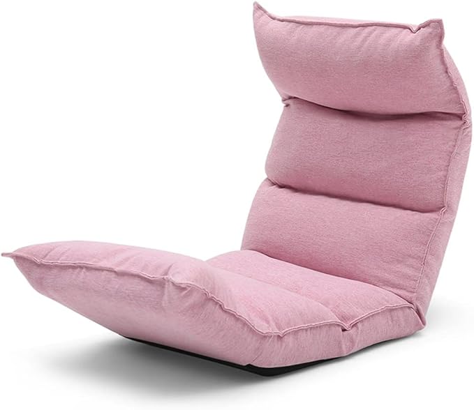 BTZHY Floor Chair Floor Chair Lazy Sofa Reading Chair with Back Support Adjustable 6-Angle Upholstered Single Sofa Bed Chair for Playing Relaxing for Small Rooms (Khaki)