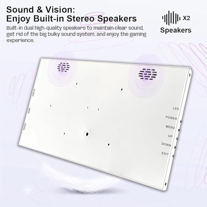 Small HDMI Computer Temp White Monitor 10.1 inch 1024x600 IPS Sensor Panel Mini Secondary Screen PC Temperature Display Built-in Speakers for Windows PC
