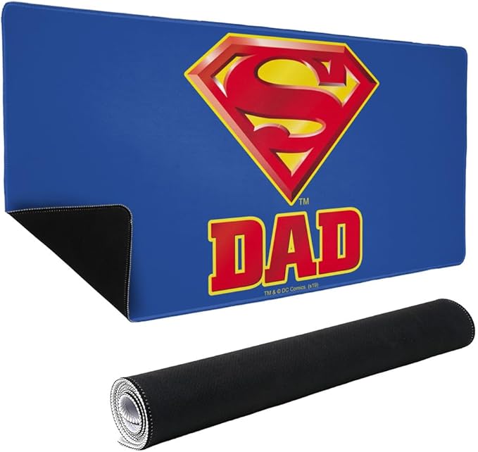 Superman Super Dad Shield Logo Large Gaming Mouse Pad Desk Mat with Stitched Edges Non-Slip Base for Gamer Home and Office 31.5 x 15.7