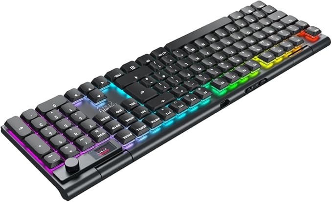 CHERRY XTRFY MX 10.1 Wireless | Cordless Low-Profile Gaming Keyboard | Rotary LCD Knob | RGB Lighting | Slim Aluminum