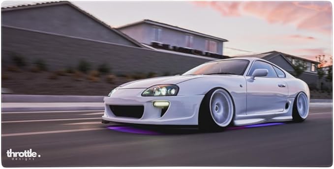 Car Gaming Mouse Pad Large 18×16 | Supra Mk4 Desk Mat | Durable Stitch Edge Construction | Fade-Resistant High-Resolution Print | Non-Slip Rubber Base for Stability