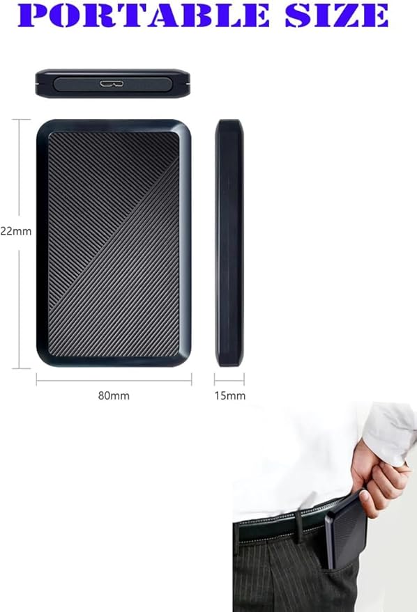Ultra Slim Portable External Hard Drive USB 3.0 HDD Storage for PC Mac Laptop PS4 Xbox one (500GB)