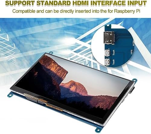 ASHATA 7 Inch Capacitive Touchscreen Monitor 1024X600 LCD Display Screen Support 5 Point Touch Portable Monitor for for System Drive