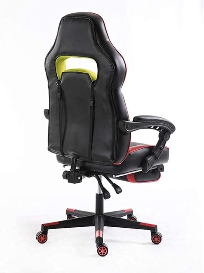 Boss Racing Gaming Chair with Reclining Footrest Adjustable Lumbar Support PU Leather Office Desk Chair Black