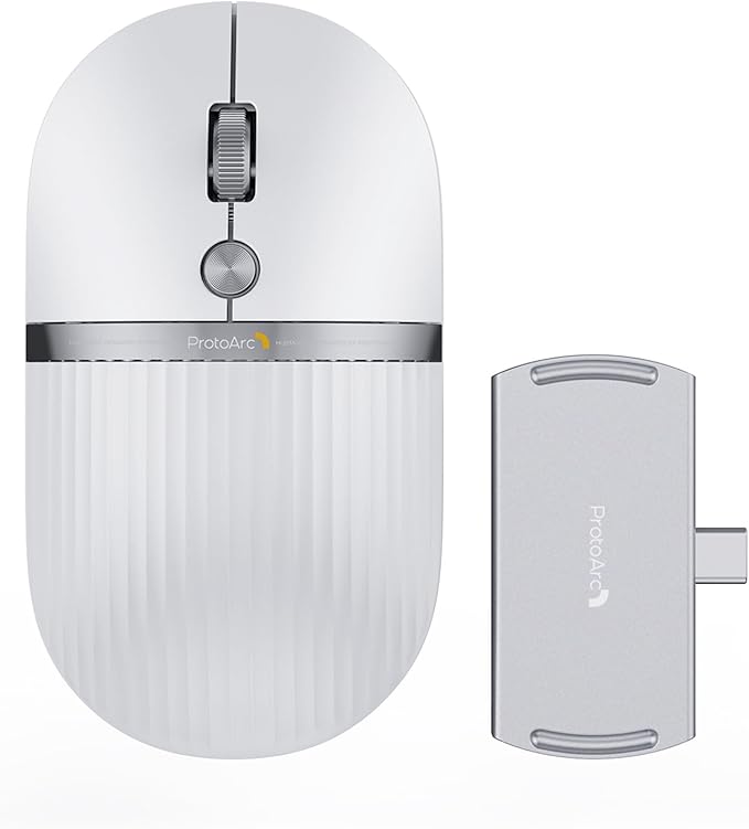 ProtoArc USB C Wireless Bluetooth Mouse Multi-Device HubMouse for Business and Travel with Type C Hub Portable -White