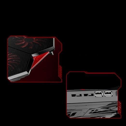 Laptop Cooling Pad Portable Utral Slim Fan Cooler with Quite Fans LED Lights Shield Holders (Black-2 Fans)