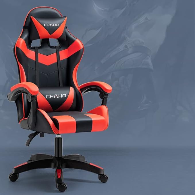 Gaming ChairGamer Chair for AdultsBig and Tall Gaming Chair 200lb CapacityGaming Chairs for TeensGaming Computer Chair with Headrest and Lumbar Support (RedV-Style)