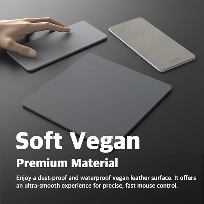 POUT H3 Split Max 3-in-1 Wireless Charging Mouse Pad – Fast Qi Charger Mousepad Mat and Magnetic Tray Organizer – Compatible with Smartphones and Earbuds (Graphite Grey)