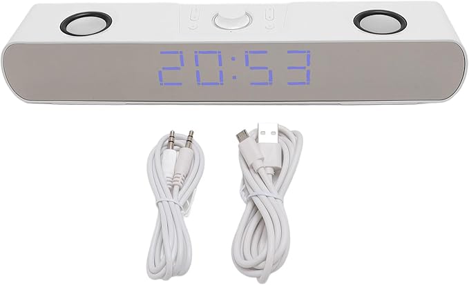 Zunate Bluetooth Speakers Desktop PC Soundbar HiFi Stereo USB Wired AUX in Gaming Speaker - Built in Subwoofer Alarm Clock FM Radio for Laptop PC (White) Zunatea3gw02dut1-12