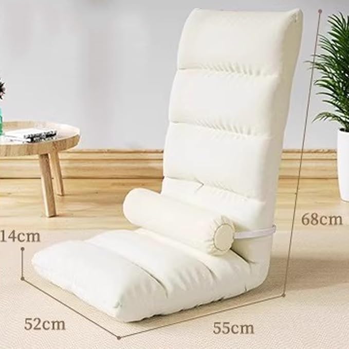 ELEFOCUS Brown Folding Chaise Lounge Chair with Pillow - Adjustable Lazy Sofa Bed for Living Room Gaming Reading(Grey)