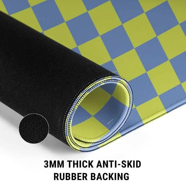 Skinit Medium Gaming Mouse Pad - Neon Checkered Design with Stitched Edges Waterproof Non-Slip Rubber Base Desk Mat for Keyboard &amp Mouse 17.7 x 15.75 inches