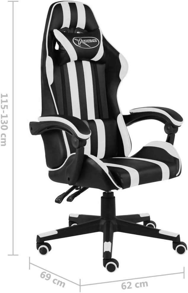 Gaming Chair with Footrest Black and Gray Faux Leather Gaming Chair with Ergonomic Design Adjustable Features - for Gamers and Office Use