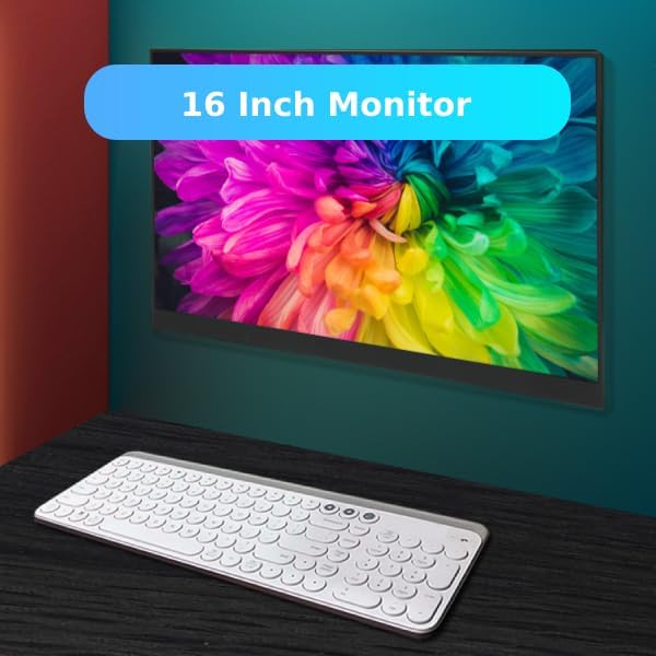 GOWENIC 16.0 Inch Portable Monitor Portable Travel Monitor for Laptop HD 1920x1200 60Hz Gaming Monitor Built in Dual Speakers Type C Monitor for Switch for 4 5