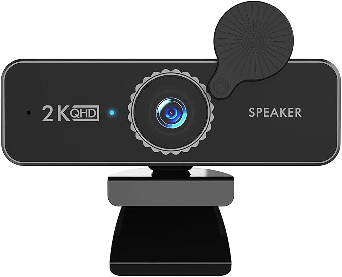 1440P HD Webcam Computer Webcam with Microphone USB PC Web Camera 120-degree Wide Angle with Dual Speakers Free Drive for Recording Calling Conferencing Gaming Compatible with Windows Vista iOS
