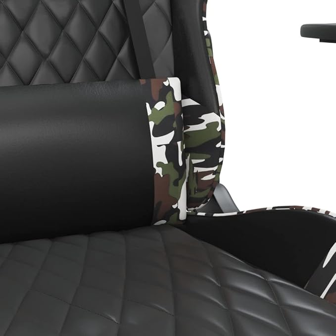 Gaming ChairAdult Office ChairComputer Game Chair Suitable for OfficeGame RoomComputer RoomBedroomStudy Room with Footrest Black and Camouflage Faux Leather