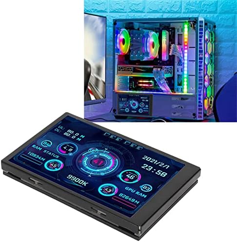 VBESTLIFE Computer Temp Monitor 3.5Inch Mini USB C PC Temperature Display CPU Data Monitor PC Sensor Panel Display for DIY Computer (Black)