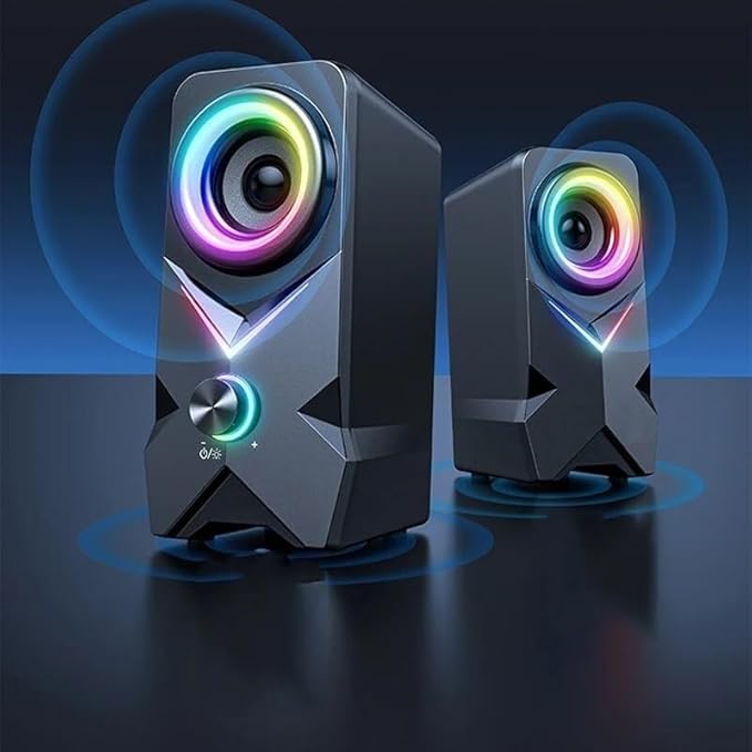 Subwoofer Desktop PC Speakers USB Wired Stereo with LED Tweeter 3.5mm Jack Gaming Multimedia