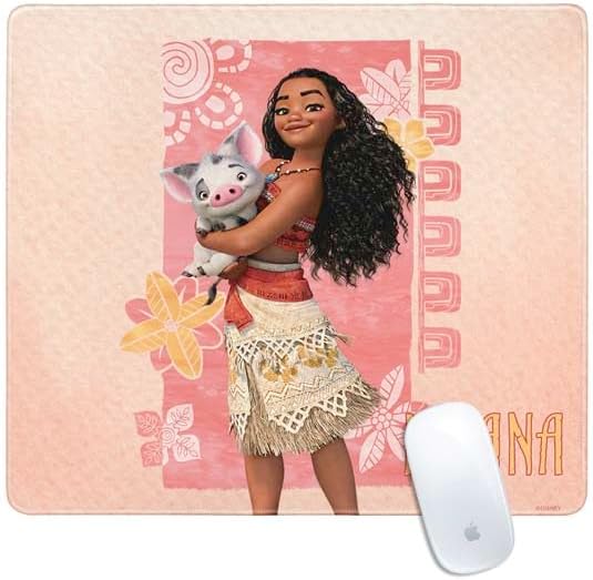 Skinit Medium Gaming Mouse Pad - Officially Licensed Disney Princess Moana and Pua Design with Stitched Edges Waterproof Non-Slip Rubber Base Desk Mat for Keyboard &amp Mouse 17.7 x 15.75 inche