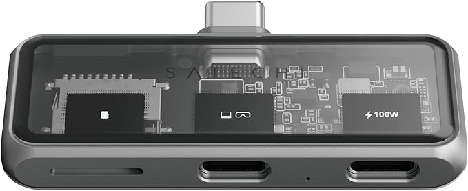 Satechi USB C Hub Mobile with 4K HDMI 100W Pass-Through Charging 10Gbps Data Transfer MicroSD Card Reader 4-in-1 USB C Adapter for iPad MacBook Switch OLED and More