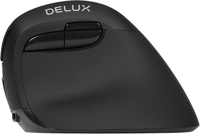 DELUX Wireless Ergonomic Mouse Vertical Mouse for Small Hands Silent Click Ergo Mouse Up to 4000 DPI 6 Buttons Rechargeable 2.4G/BT 5.2 Dual-Mode Compatible with Laptop/PC (M618MINI-Black)