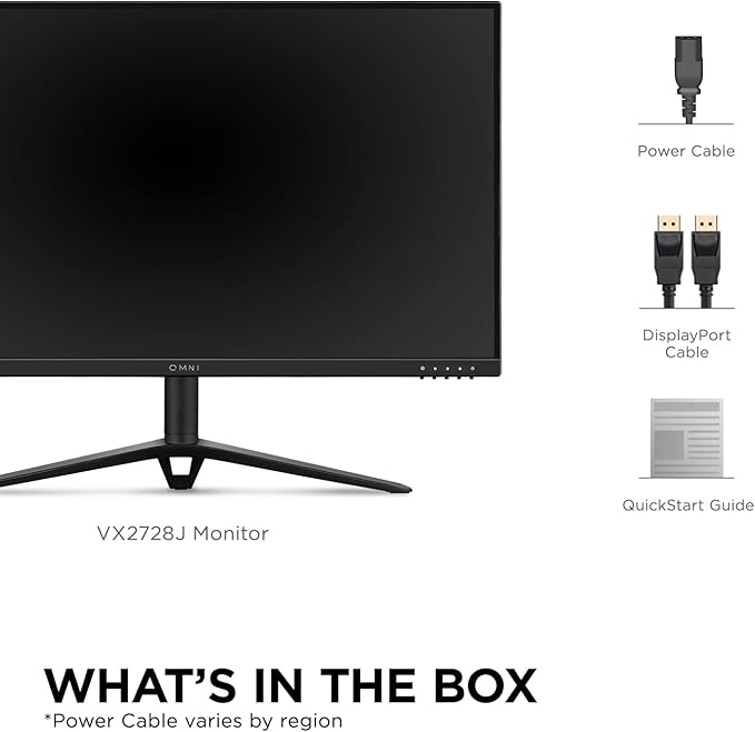 ViewSonic VX2728J 27 Inch 1080p IPS Gaming Monitor with 180Hz 0.5ms FreeSync Premium NVIDIA G-Sync Compatible Advanced Ergonomics HDMI and DisplayPort Inputs (Renewed)