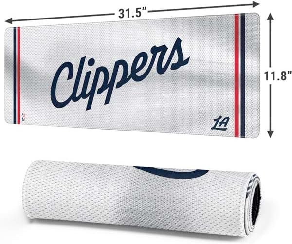 Skinit Large Gaming Mouse Pad - Officially Licensed Los Angeles Clippers Team Jersey Design with Stitched Edges Waterproof Non-Slip Rubber Base Desk Mat for Keyboard &amp Mouse 31.5 x 11.8 inch