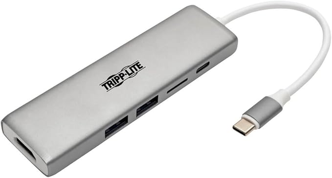 Tripp Lite USB C Docking Station w/ USB-A Hub HDMI Micro SD PD Charging 4k @ 30Hz Thunderbolt 3 Silver (U442-DOCK10-S)