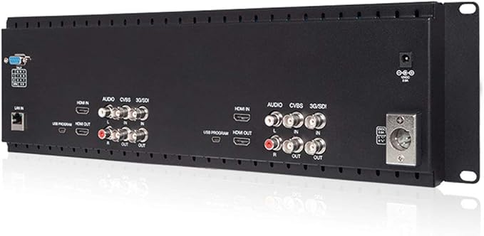 FEELWORLD D71 Plus 3RU Dual 7 inch 3G SDI Broadcast Rack Mount Monitor 1920x1200 HD LCD IPS Screen with 3 Color Tally Light HDMI AV Input Output