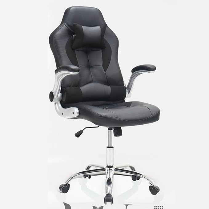Ergonomic Gaming Chair with Adjustable Headrest and Armrest High-Back Racing Office Chair with PU Leather &amp Swivel Base