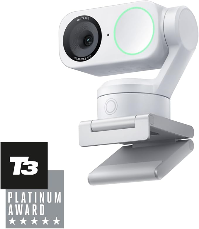 Insta360 Link 2 - PTZ 4K Webcam for PC/Mac 1/2 Sensor AI Tracking HDR AI Noise-Canceling Mic Gesture Control for Streaming Video Calls Gaming Works with Zoom Teams Twitch &amp More