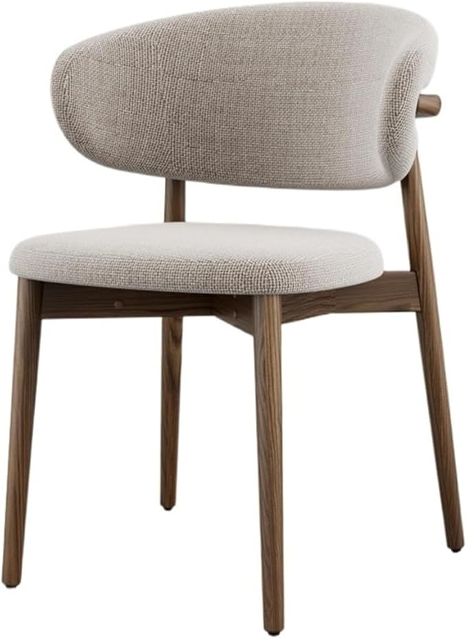 Adjustable Office Computer Chair with Armrest 1pcs Modern Solid Wood Upholstered Dining Chairs with Curved Backrest Natural Wood Legs(Walnut)