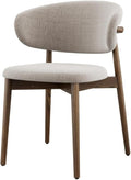 Adjustable Office Computer Chair with Armrest 1pcs Modern Solid Wood Upholstered Dining Chairs with Curved Backrest Natural Wood Legs(Walnut)