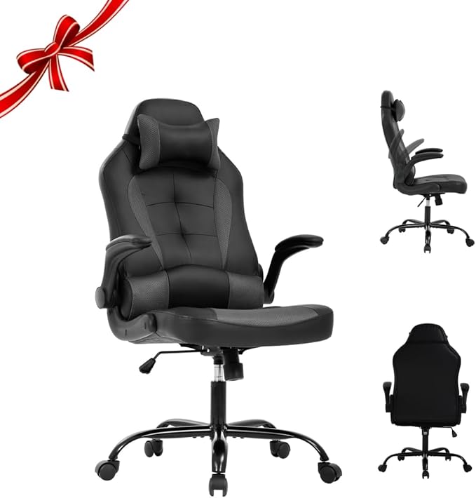 Big Tall Gaming ChairErgonomic Computer Desk ChairComfortable Office Chair Height Adjustable Tiltable Chair with Headrest Lumbar SupportWide Swivel Chair with Wheel for Adults Office GamingGrey