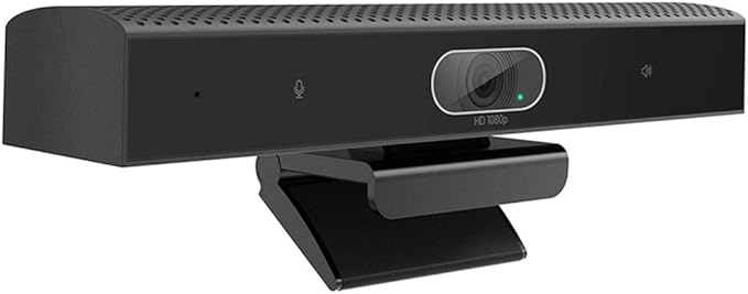 JACKLY Conference Room Camera with Microphone and Speaker Wide Angle USB Video Conference Camera for Mac PC Laptop Desktop (Black with Inverted Phase)