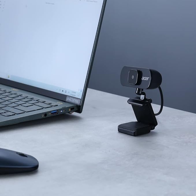 acer Full HD USB Streaming 2MP Webcam | 1080P HD | 360° Rotation | Digital Microphone | Plug &amp Play for Desktop or Laptop PC | Stream for Zoom Skype Facetime YouTube | Conference Calls &amp MS