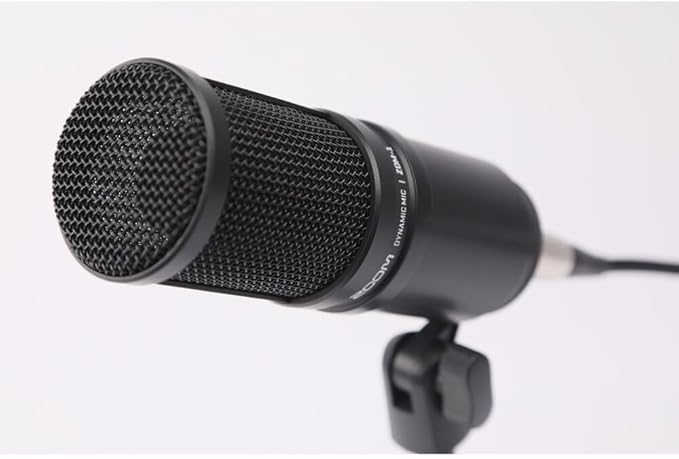 Zoom ZDM-1 Dynamic Podcasting Microphone + Tripod Boom Microphone Adjustable Floor Stand - Black + XLR to XLR 3M Balanced Interconnect Cable + Goby Labs Sanitizer Spray for Microphones + More
