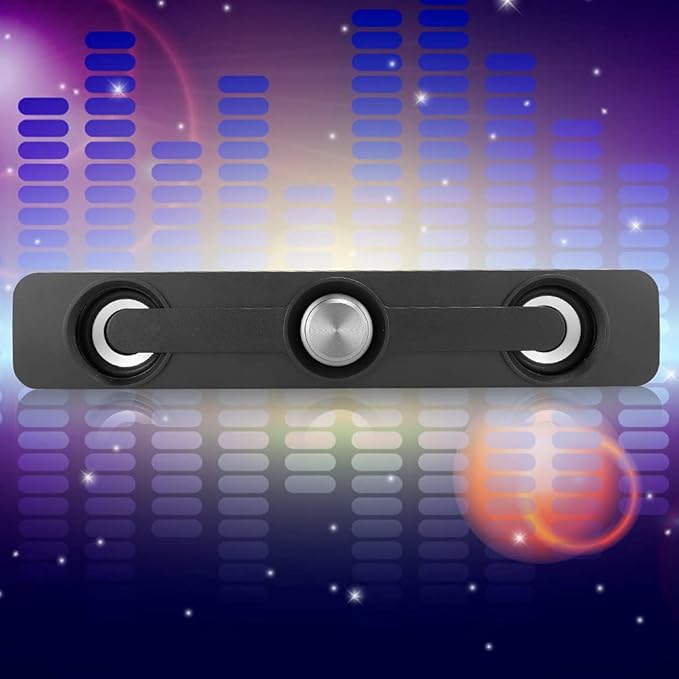 Hakeeta Computer Laptop SpeakerSupports 3.5mm Universal Speaker JackVolume Control Knob2 Speakers + 2 Bass VibrationPortable Easy to UseGreat Gift for Family Friend(Black)