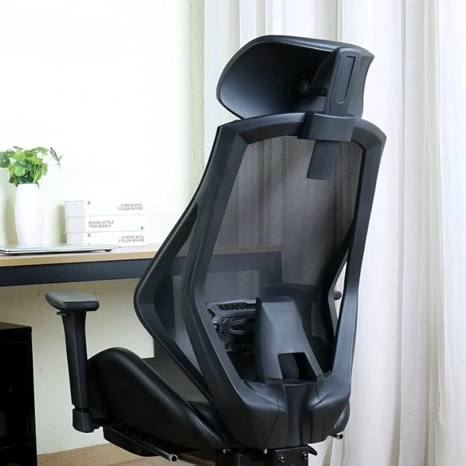 Office Chair Gaming Chair Computer Chair Ergonomic Reclining Office Boss Chair with Footrest Multi-Function Lifted Rotated Computer Chair Protect Waist Gaming Chair (Color : Black Siz
