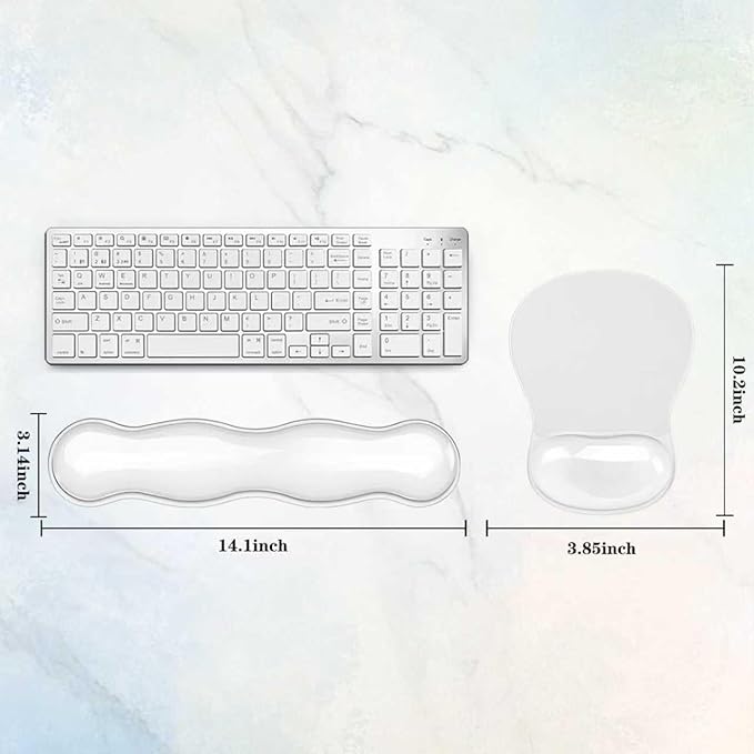 Gel Keyboard &amp Mouse Wrist Rest Set Ergonomic Keyboard and Mouse Pad with Wrist Support Typing Pain ReliefSuitable for Office/Computer/Laptop/Gaming（White Set ）
