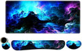 AIMSA Keyboard Mouse Pad Wrist Rest Set Extended Desk Mat+ Ergonomic Mouse Pad with Wrist Rest+ Keyboard Wrist Support+ Coaster 35x15.7in Large Mousepad for Home Office Nebula Galaxy