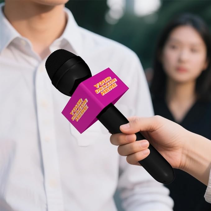 Custom Microphone Logo Box Compatible with RE50/B mic Personalize Omnidirectional Dynamic Microphone Flag (White Square)