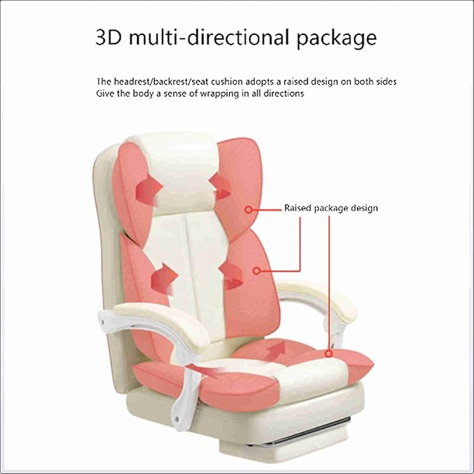 Office Computer Chair White Gaming Chairs Reclining Office Chair with Footrest with Ergonomic High Back Office Chair ?for Adults Teens Desk Chair Designed for Sedentary PeoplePink ( Color : Yellow )