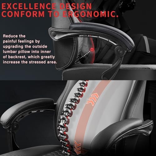 Gaming Chair 400lb Weight Capacity Ergonomic Video Game Chair with Footrest Racing Style Computer Chair with Headrest and Lumbar Support